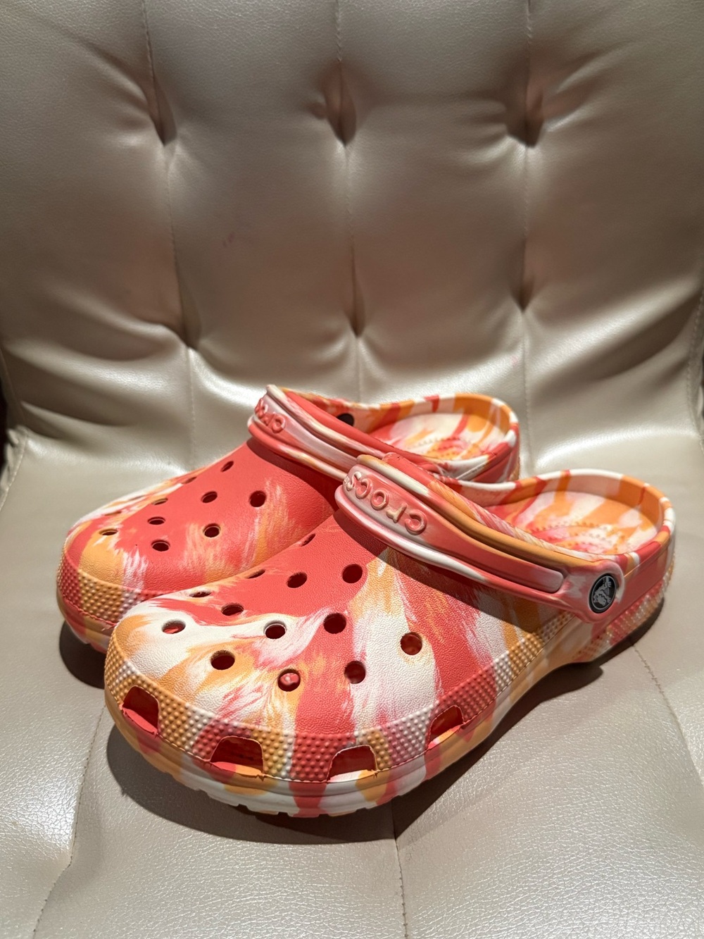 CROCS Tie-Dye Coral & Yellow Classic Clog